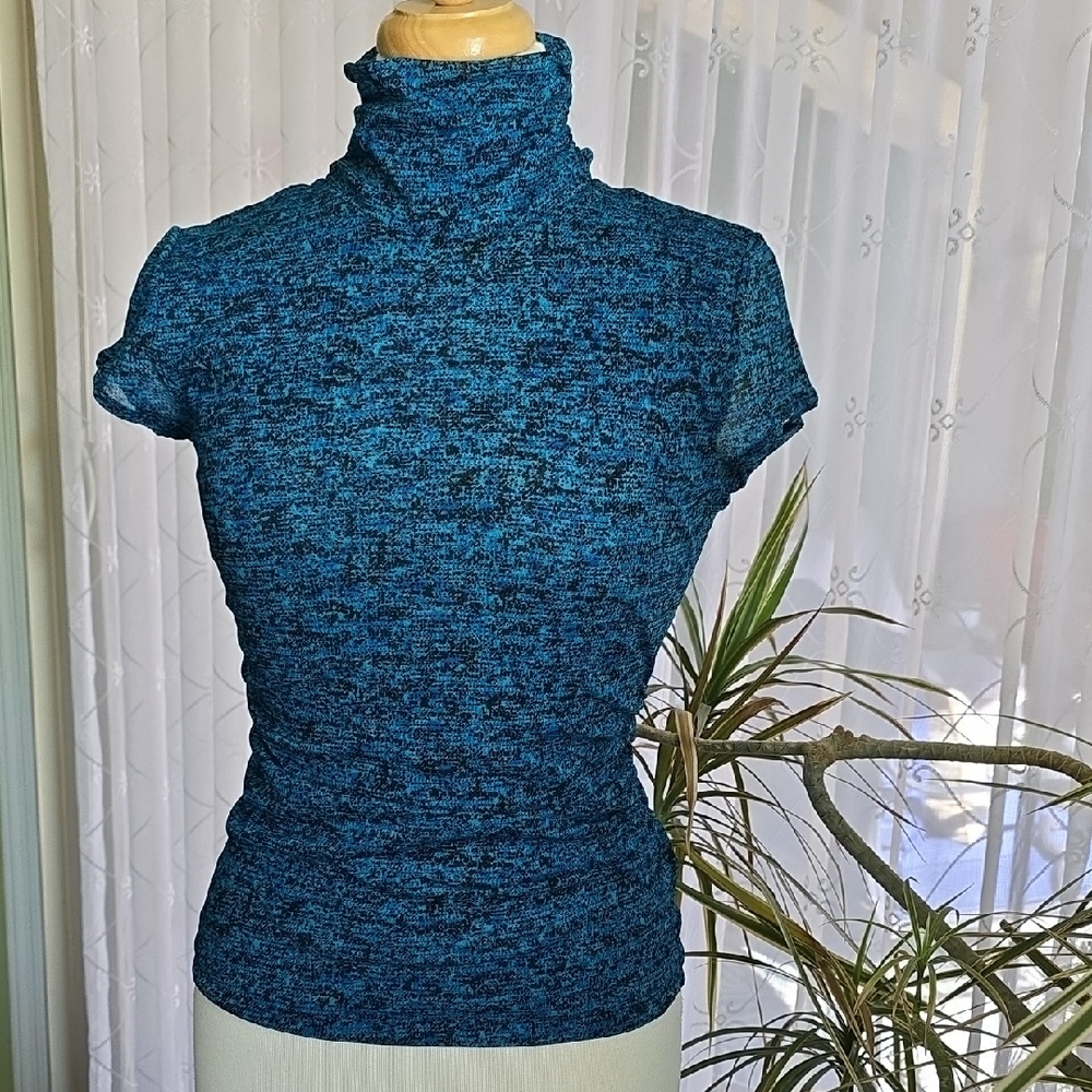 Kenneth Cole New York Blue Turtleneck Blouse